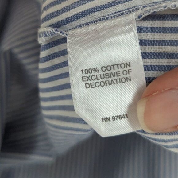 J Jill | Striped & Embroidered Cotton Blouse - Medium - Picture 4 of 8